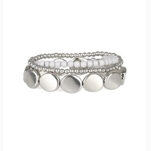 Paparazzi Silver and White Beaded Bracelet Beyond The Basics Layered Jewelry